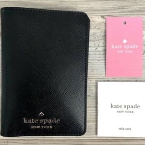 NEW Kate Spade Leather Black Passport Holder Cover